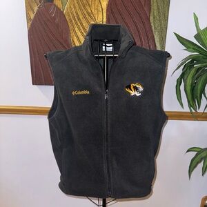Columbia x Mizzou Branded Jacket Black Fleece Vest with Tiger Logo